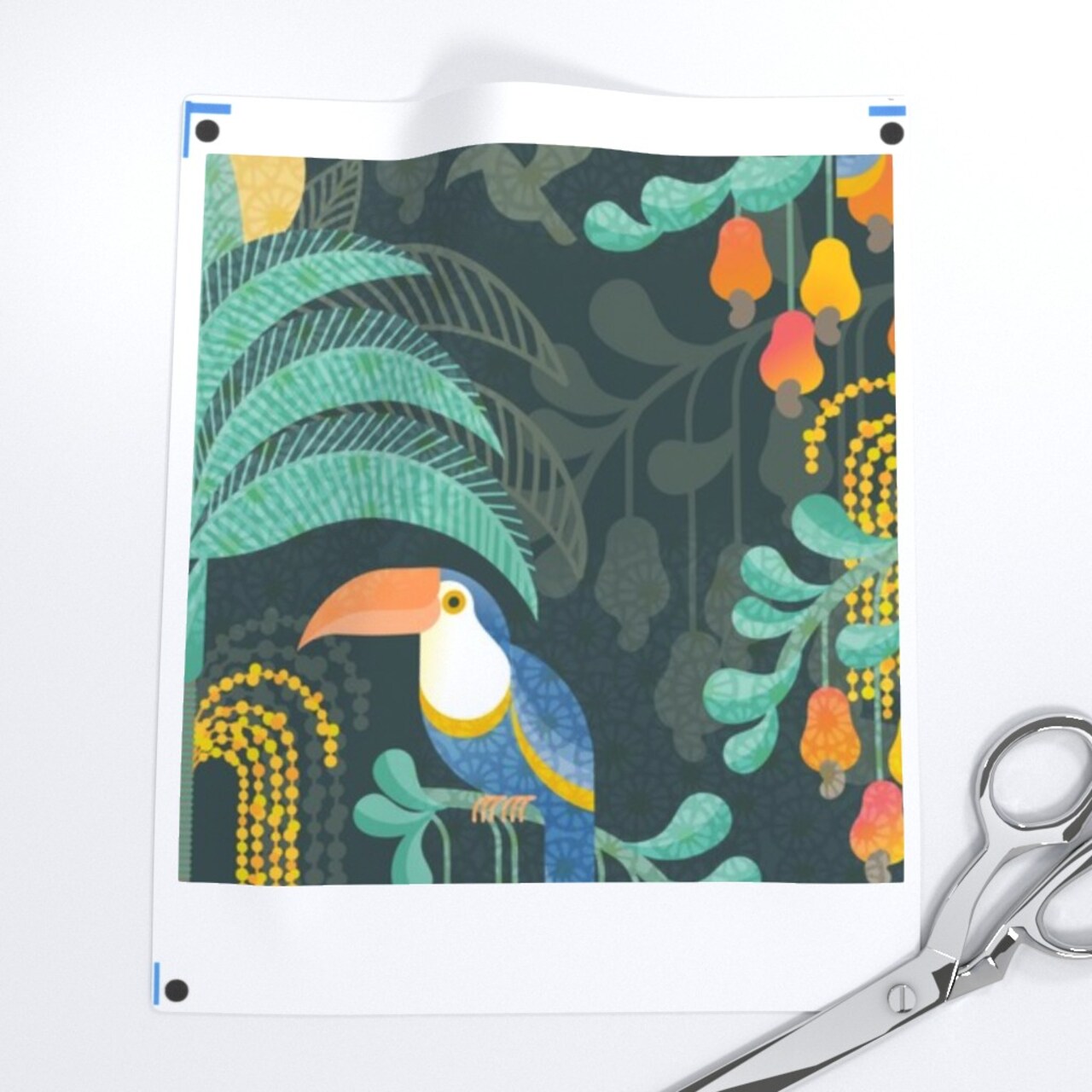 Rainforest Damask Dark Tropical Forest Exotic Birds Fruit Soft Orange Coral Salmon Bright Pastel Boho Yellow Mint Blue Large Scale Custom Removable Wallpaper by Spoonflower Peel & Stick Wallpaper 2FT Wide